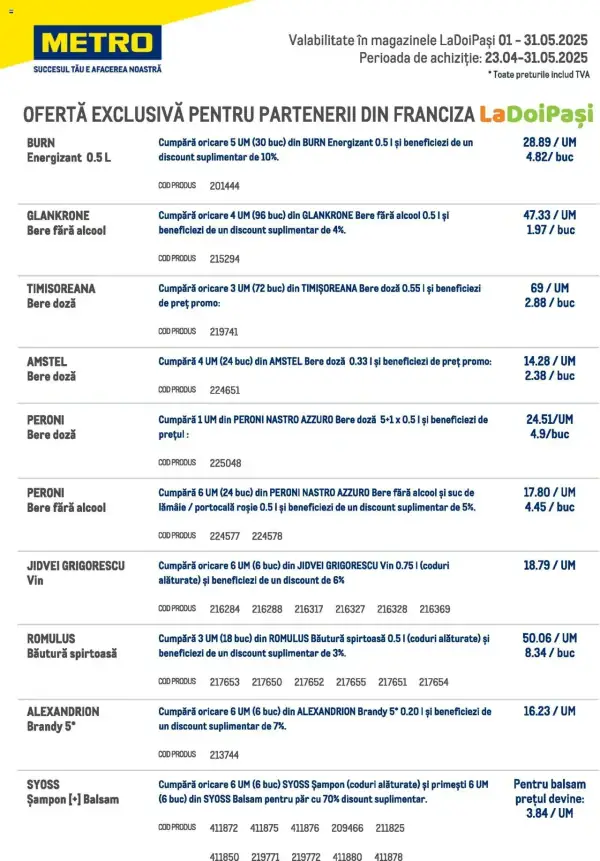 Cataloage Metro: Ofertă actuală din 01.05.2025 - Ofertă Exclusivă Pentru LaDoiPași - 01-05-2025 - 31-05-2025.