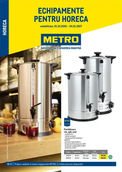 Metro Catalog Soluții Nealimentare pentru HoReCa: Ofertă actuală din 01.10.2026