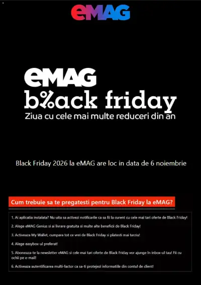 Emag Black Friday notificarea: Ofertă actuală din 09.10.2026