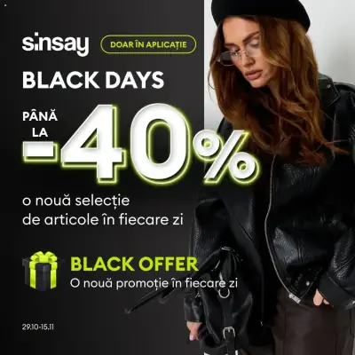 Sinsay Black Friday notificarea: Ofertă actuală din 29.10.2026