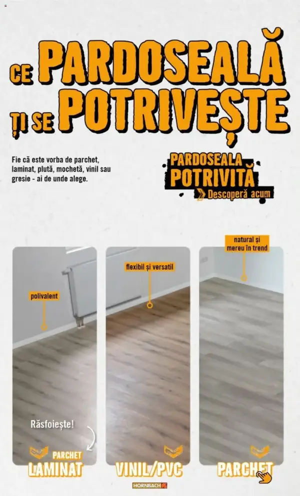 Cataloage Hornbach: Ofertă actuală din 15.10.2024 - Pardoseală - 15-10-2024 - 16-11-2024.