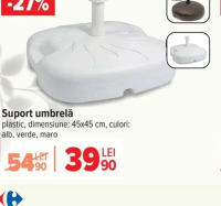 Suport umbrelă plastic, dimensiune: 45x45 cm, culori: alb, verde, maro