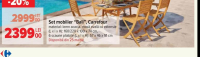 Carrefour Set mobilier "Bali", material: lemn acacia, masă ovală cu extensie (L x l x H): 160/220 x