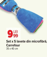 Carrefour Set x 5 lavete din microfibră 35 x 40 cm