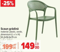Scaun grădină plastic verde 53.2x56.6x79 cm