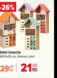 Hotel insecte 13x8.5x26 cm, diverse culori