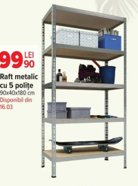 Raft metalic cu 5 polițe 90x40x180 cm