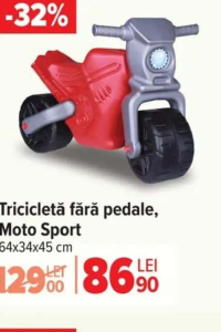 Tricicletă fără pedale, Moto Sport 64x34x45 cm
