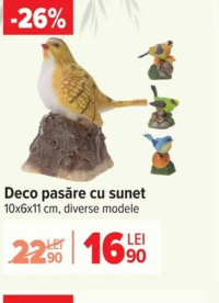 Deco pasăre cu sunet 10x6x11 cm, diverse modele