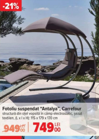 Fotoliu suspendat "Antalya", Carrefour 115 x 179 x 170 cm