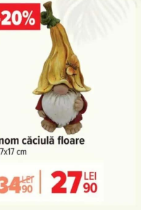 Gnom căciulă floare 8x7x17 cm