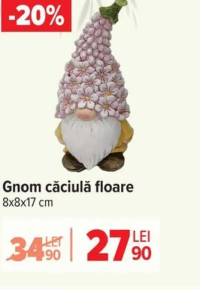 Gnom căciulă floare 8x8x17 cm