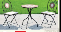 Set mobilier "Bistro" structura metalica vopsita in camp electrostatic si ceramica, include perne di