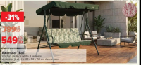 Balansoar "Bali" structură metalică, pentru 3 persoane, dimensiuni (L x l x H): 140 x 110 x 153 cm,