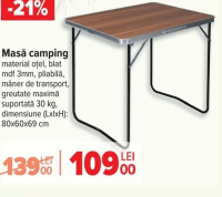 Masă camping 80x60x69 cm