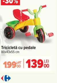 Tricicletă cu pedale 80x43x55 cm