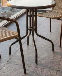 Masă Coffee cadru oțel, blat sticlă D60 cm