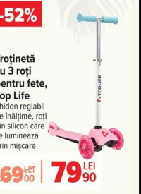 Top Life Troținetă cu 3 roți pentru fete