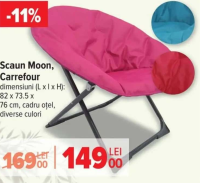 Carrefour Scaun Moon, 82 x 73.5 x 76 cm, cadru oțel