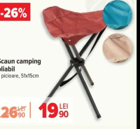 Carrefour Scaun camping pliabil 3 picioare, 51x15cm