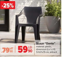 Scaun "Dante" plastic antracit 57x57x79 cm