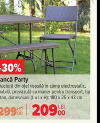 Bancă Party 180 x 25 x 43 cm