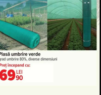 Plasă umbrire verde grad umbrire 80%, diverse dimensiuni