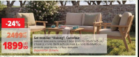 Carrefour Set mobilier "Halong", material: lemn acacia, canapea 2 locuri (L x l x H): 126x74.5x75 cm