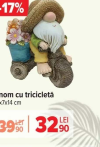 Gnom cu tricicletă 13x7x14 cm
