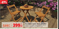 Set mobilier balcon "Bali", Carrefour material: lemn acacia, masă (D x H): 60 x 73 cm, 2 scaune plia