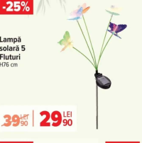 Pro Garden Lampă solară 5 Fluturi H76 cm