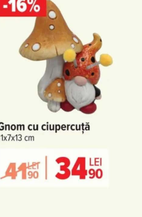 Gnom cu ciupercuță 11x7x13 cm
