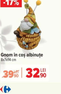 Gnom în coș albinuțe 8x7x14 cm
