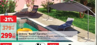 Umbrela "Ronda", Carrefour material oțel, posibilitate de rotire la 360 grade, bază tip cruce, cu hu
