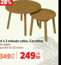 Set x 2 măsuțe cafea, Carrefour lemn acacia