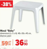 Masă "Baby" diverse culori 48 x 56 x 45 cm