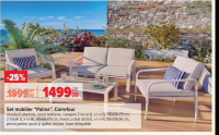 Carrefour Set mobilier "Palma", structură aluminiu, șezut textilene, canapea 2 locuri (L x l x H): 1