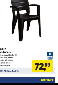 Scaun California plastic imitație lemn 55,5 x 58 x 84 cm