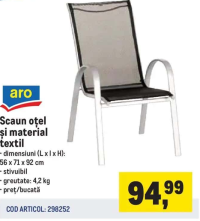 aro Scaun oțel și material textil 56 x 71 x 92 cm