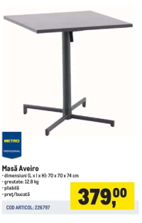 METRO Professional Masă Aveiro 70 x 70 x 74 cm
