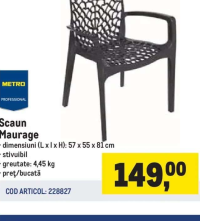 METRO PROFESSIONAL Scaun Maurage 57 x 55 x 81 cm