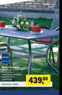 METRO Professional Masă Cassiopia 70 x 70 x 74 cm