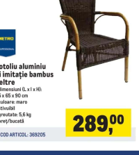 METRO PROFESSIONAL Fotoliu aluminiu și imitație bambus Feltre 55 x 65 x 90 cm