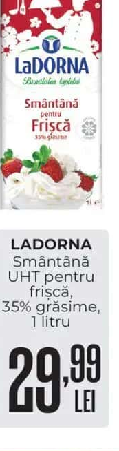 LaDORNA Smântână UHT pentru frișcă 35% grăsime 1 litru