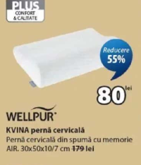 WELLPUR KVINA pernă cervicală 30x50x10/7 cm