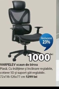 VARPELEV scaun de birou 72x116-126x77 cm