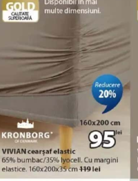 KRONBORG VIVIAN cearșaf elastic 160x200x35 cm
