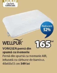 WELLPUR VONGSEN pernă din spumă cu memorie 40x60x13 cm