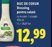 DUC DE COEUR Dressing pentru salată cu muștar / arpagic 450 ml