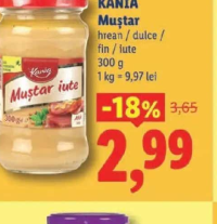 KANIA Muștar hrean / dulce / fin / iute 300g